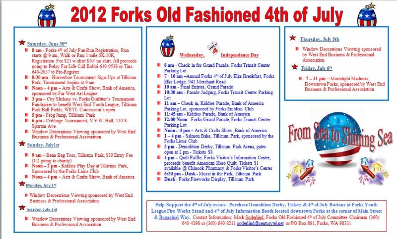4th of July Schedule