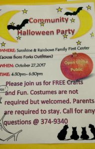 Community Halloween Party @ Sunshine & Rainbows | Forks | Washington | United States