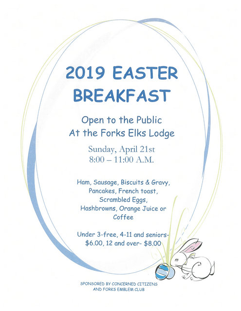 2019 Annual Easter Breakfast @ Forks Elks Lodge | Forks | Washington | United States