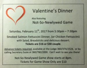 Valentine's Dinner and Not-So-Newlywed Game @ Forks Elks Lodge | Forks | Washington | United States