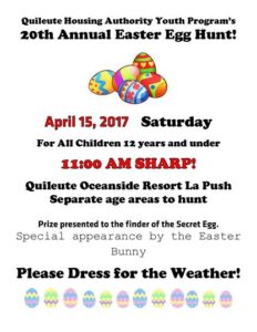 Quileute Housing Authority Youth Program's 20th Annual Easter Egg Hunt @ Quileute Oceanside Resort | La Push | Washington | United States