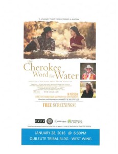 The Cherokee Word for Water- Movie Night @ Quileute Tribal Building- West Wing