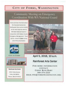 Community Meeting on Emergency Coordination with WA National Guard @ Rainforest Arts Center | Forks | Washington | United States