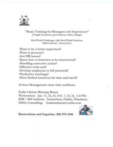 Basic Training for Managers and Supervisors @ NOLS: The Forks Branch Library
