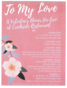 To My Love Valentine Dinner for Two @ Creekside Restaurant | Forks | Washington | United States