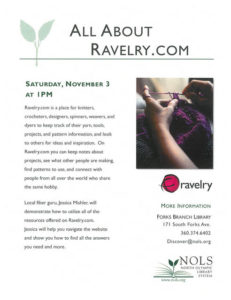 NOLS PRESENTS: ALL ABOUT RAVELRY.COM AT THE FORKS LIBRARY @ Forks Branch Library | Forks | Washington | United States