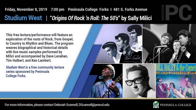Studium West Presents "Origins Of Rock 'n Roll: The 50's" by Sally Milici @ Peninsula College Forks Campus | Forks | Washington | United States