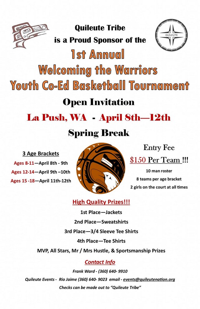 1st Annual Welcoming the Warriors Youth Co-Ed Basketball Tournament @ Akalat Center La Push | La Push | Washington | United States