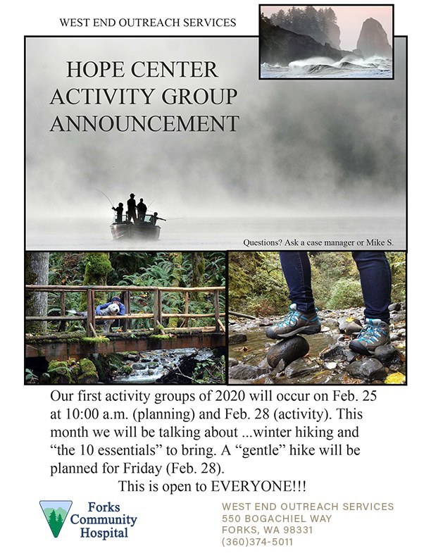 Hope Center Activity Group Announcement @ West End Outreach | Forks | Washington | United States