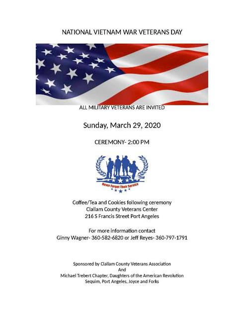 National Vietnam War Veterans Day @ Clallam County Veterans Center | Port Angeles | Washington | United States