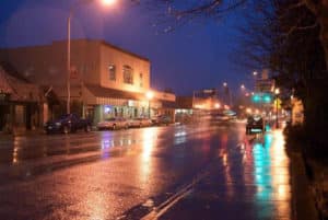downtown Forks at night